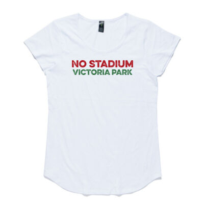 Save Victoria Park Women's Tee (White with Red and Green Print) Thumbnail